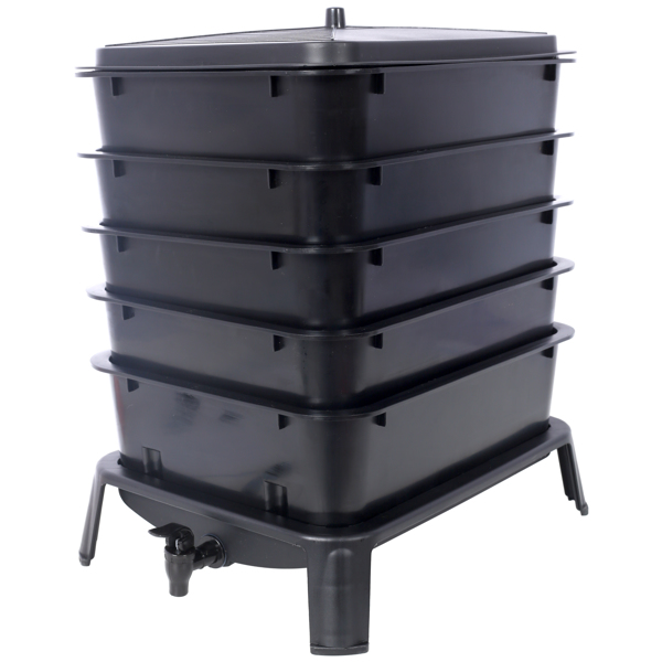 5-Layer Worm Compost Bin, 50L Worm Composter, Easy Setup Inclusive Worm Farm Kit for Recycling Food Waste