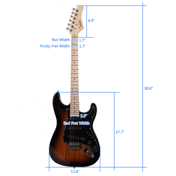 GST Stylish Electric Guitar Kit with Black Pickguard Sunset Color