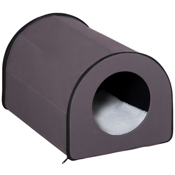 Dome Heated Cat House Portable and Waterproof Pet Shelter for Kitty in Winter, Brown