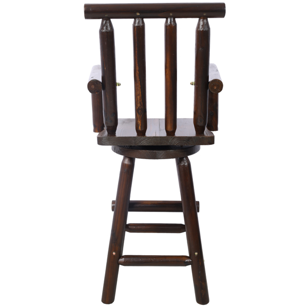 Rustic Bar Stool - Fir Wood Construction, Chair with Footrest,Wide Armrest, Rustic Kitchen Stool, Tall Bistro Chair for Dining Room, Restaurant, Pub, 4-Foot,brown color