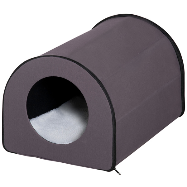 Dome Heated Cat House Portable and Waterproof Pet Shelter for Kitty in Winter, Brown