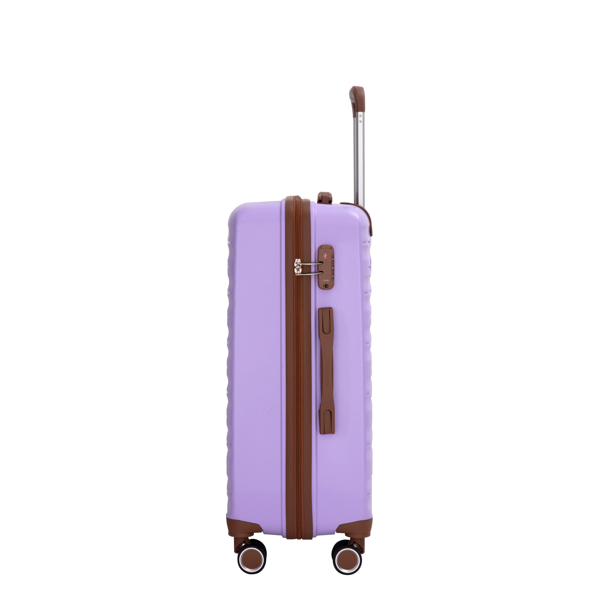 5-Piece Set (20"24"28 +a travel bag and a toiletry bag) ,PP Hardshell Carry on Luggage Set with TSA Lock Carry On Suitcase Luggage  Durable Suitcase  Color PURPLE.