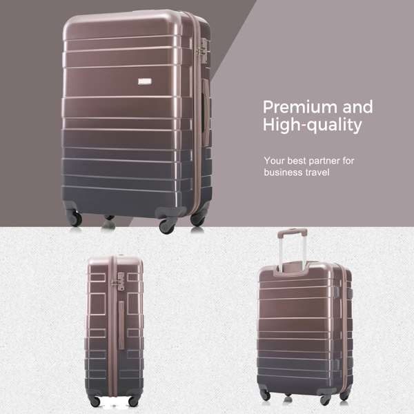 Luggage Sets New Model ABS Hardshell 3pcs Clearance Luggage Hardside Lightweight Durable Suitcase sets Spinner Wheels Suitcase with TSA Lock 20''24''28''( golden)