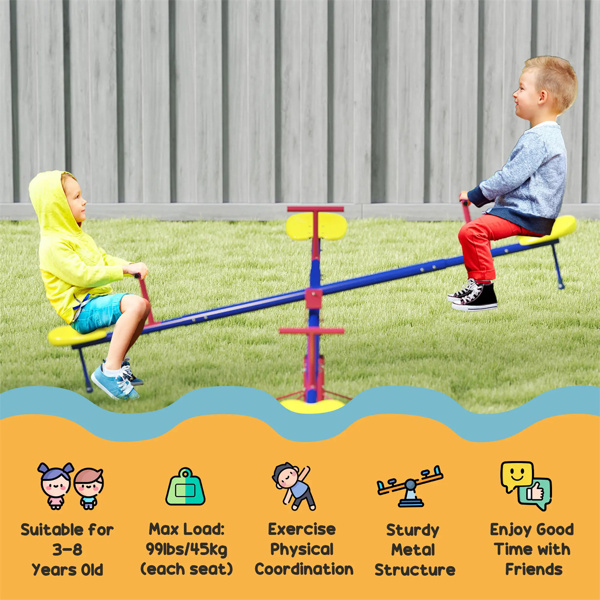   4 Seater  Kids Seesaw Swivel Teeter Totter with 360° Spinning