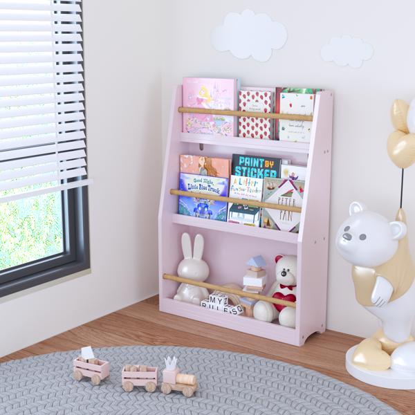 3 Tier Kids Book Shelf,Kids Book Rack, Helps Keep Bedrooms, Playrooms, and Classrooms Organized,Pink