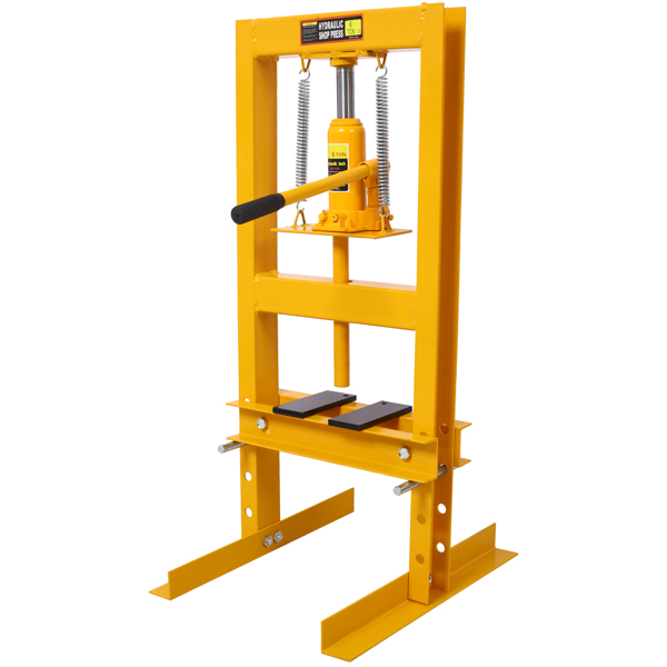 6 Ton Hydraulic Press, Benchtop Hydraulic Shop Press, H-Frame Garage Floor Press with Press Plates, Adjustable Working Table Height,Yellow