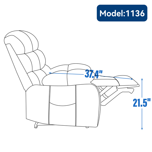 23" Seat Width and High Back Large Size Beige Chenille Power Lift Recliner Chair with 8-Point Vibration Massage and Lumbar Heating