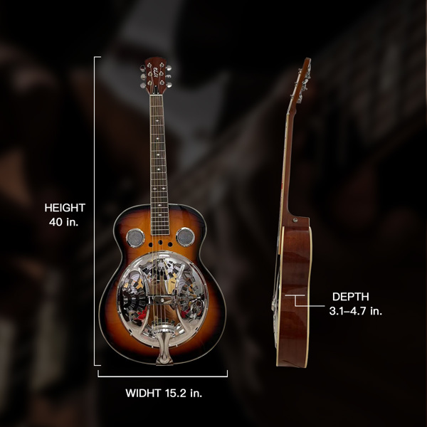 Beginner metal resonator guitar, full-size circular neck traditional resonator, built-in preamplifier