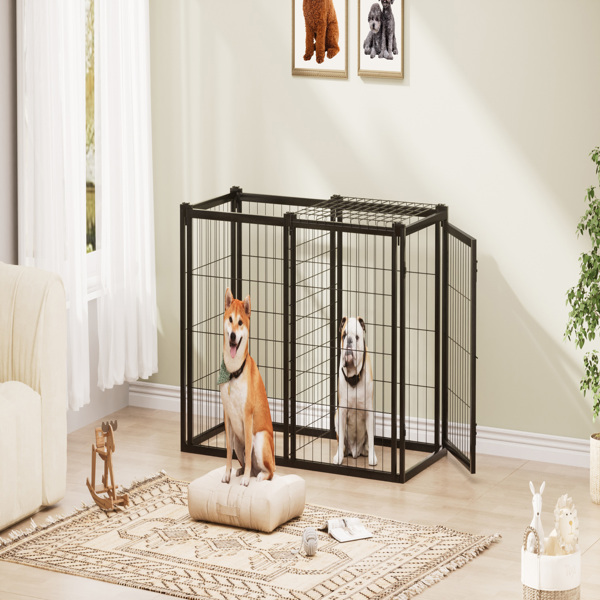 Dog Crate 47.2" Dog Kennel for Small Medium Dogs, Puppy Dog Playpen with Top, Pet Cage, Indoor, Black.47.2"L x 22"W x 24"H.