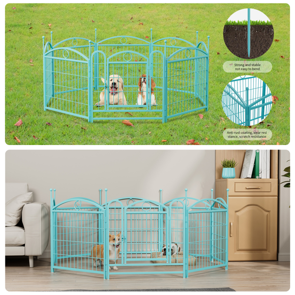 Dog Playpen Indoor 24 inch 8 Panels Metal Dog Pen Pet Dog Fence Outdoor Exercise Pen with Doors, Heavy Duty Dog Fence Puppy Pen for Large Medium Small Dogs Indoor Outdoor Foldable Pet Exercise Pen