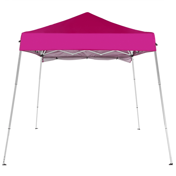 6x6ft Pop Up Canopy Tent, Outdoor Tent Canopy Foldable Portable Canopies for Camping, Patio, Easy Up Gazebo Canopy with Carry Bag Slant Legs，pink