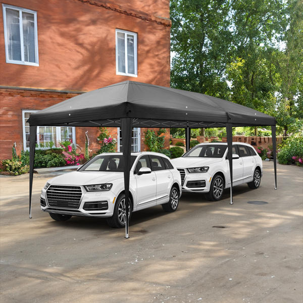 3 x 6m Four Windows Practical Waterproof Folding Tent Black 