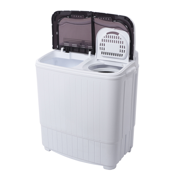 ZOKOP Compact Twin Tub with Built-in Drain Pump XPB35-188S 14.3(7.7 6.6)lbs Semi-automatic Gray Cover Washing Machine