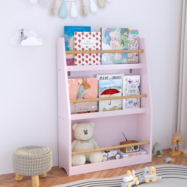 3 Tier Kids Book Shelf,Kids Book Rack, Helps Keep Bedrooms, Playrooms, and Classrooms Organized,Pink