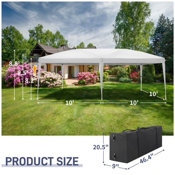 3 x 6m Home Use Outdoor Camping Waterproof Folding Tent with Carry Bag White