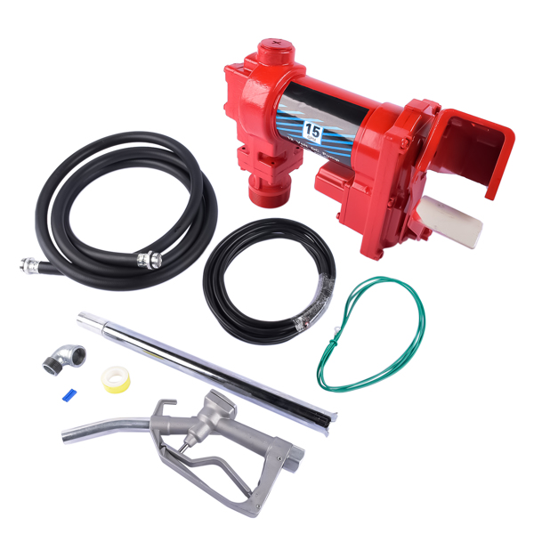 Transfer of Gasoline Diesel Kerosene 12V 15 GPM Fuel Transfer Pump + Nozzle Kit