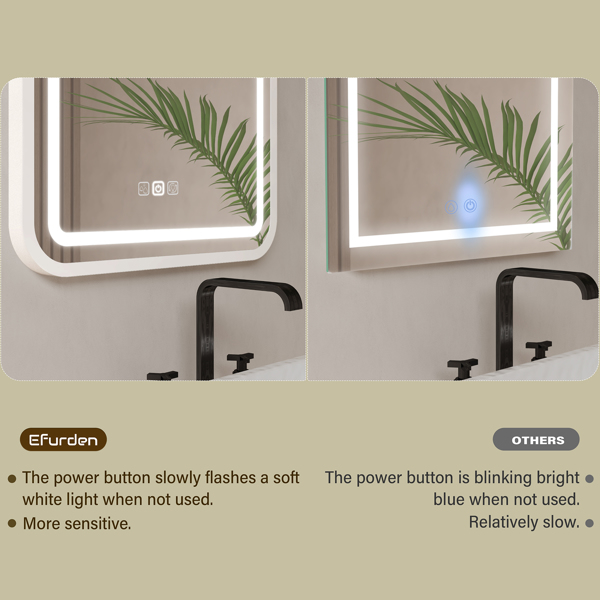 Bathroom Vanity Mirror with Light for Wall Smart LED 36×28 Frame Makeup Mirror for Over Sink Dimmable 3 Colors Temperature Anti-Fog Memory Function Vertical & Horizontal[Unable to ship on weekends, pl