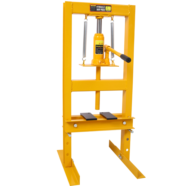 6 Ton Hydraulic Press, Benchtop Hydraulic Shop Press, H-Frame Garage Floor Press with Press Plates, Adjustable Working Table Height,Yellow