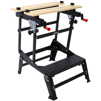 Multifunctional Workbench, Portable Foldable Workbench, Holds Up to 550 Pounds, with Adjustable Jaws, Vertical Clamping and Four Adjustable Rotating Pins, Suitable for DIY, Woodworking