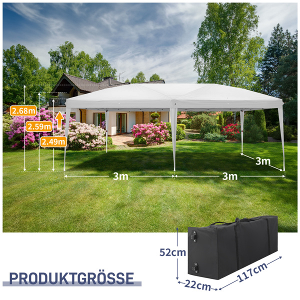 3 x 6m Four Windows Practical Waterproof Folding Tent White