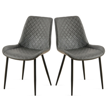 Dark Grey  Dining Chairs Set of 2,Mid-Century Modern  Chairs Kitchen Living Room Armless Side Chair with Metal Legs Set Of 2