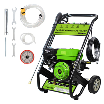 110V 2600PSI 4.8kW Gas Pressure Washer, Gas Powered High Pressure Washer with 5 Nozzle, Soap Tank, Spray Gun