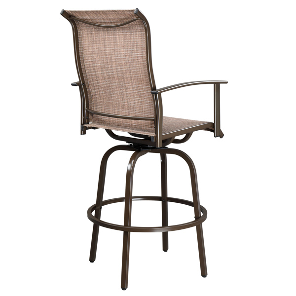 2pcs Wrought Iron Swivel Bar Chair Patio Swivel Bar Stools Brown