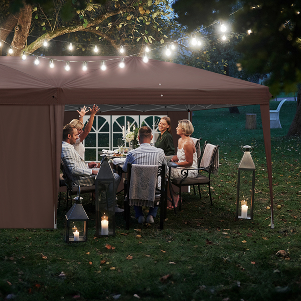 3 x 6m Two Windows Practical Waterproof Folding Tent Dark Coffee  Folding Tent