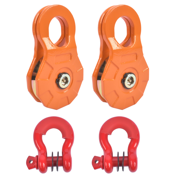 2Pcs Pack Snatch Block Towing Pulley w/ Shackle Heavy Duty Offroad Recovery Winch