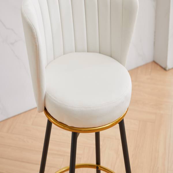 Counter Height Bar Stools Set of 2, 360° Swivel Upholstered Barstools with Backs and Metal Legs, 26