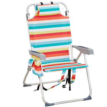 63*70*99cm Heightened Oxford Cloth Silver White Aluminum Tube Bearing 100kg Beach Chair Rainbow Stripes