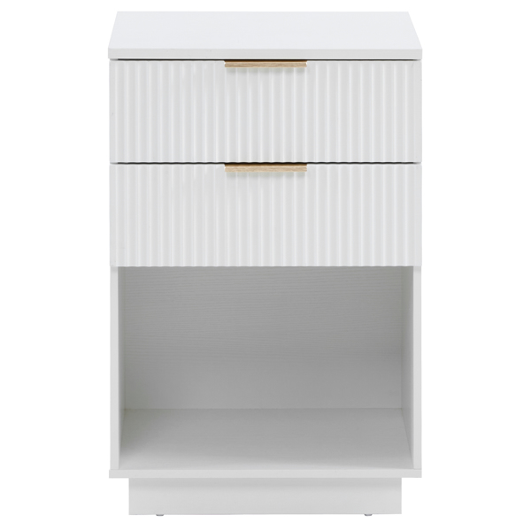 FCH White P2 Density Board Wavy Pattern Drawer Front Two-Drawer Bedside Cabinet