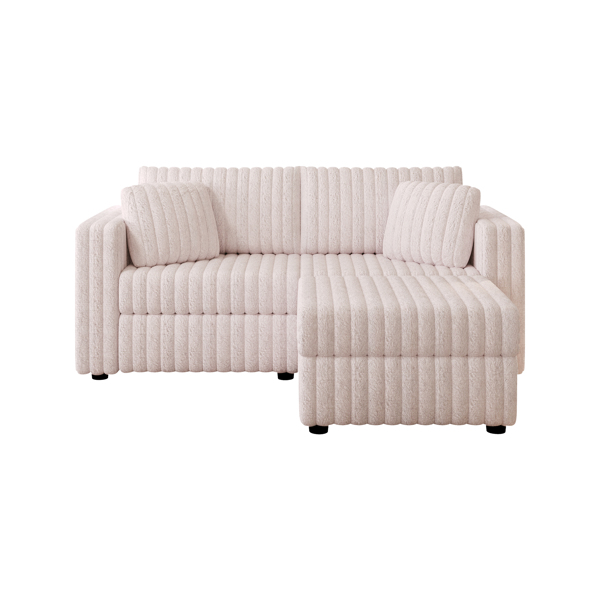 75.6"Soft  Modular 2-person Sofa with Hydraulic Lift. Highly Comfortable & Stylish. Matches 30.7" Ottoman. Ideal for Bedroom & Living Room. Light Pink