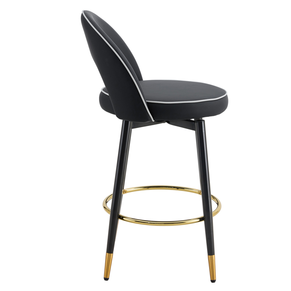 360 ° rotatable bar chair.Modern PU comfortable upholstered bar chair with smooth and beautiful metal legs for dining room, kitchen, terrace and guest office chair .