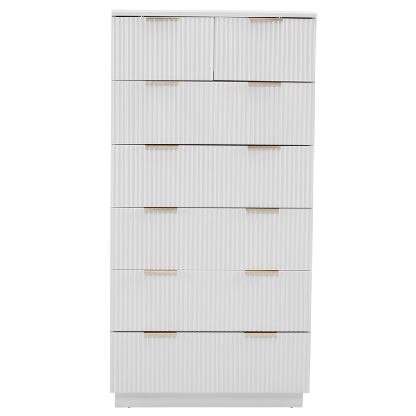 FCH White P2 Particle Board and Density Board Wavy Pattern Drawer Front Six-Level Seven-Drawer Cabinet