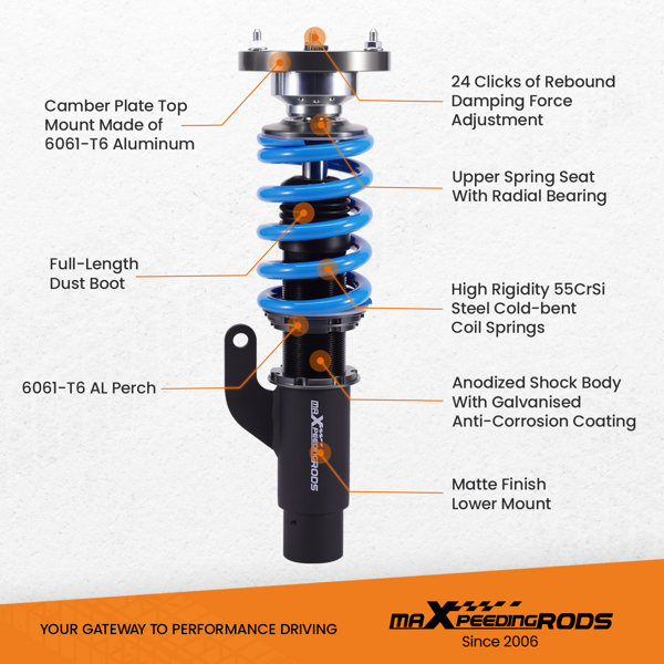 MaXpeedingrods T6 Coilovers Lowering Coils for BMW 3-Series E90 xDrive AWD 06-11