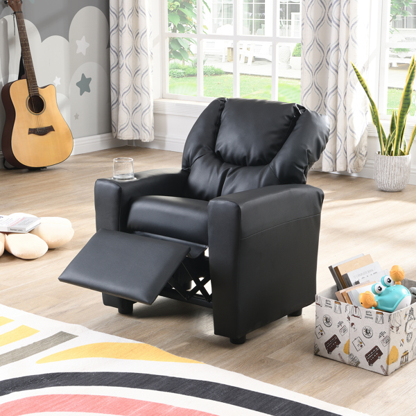 Kids Recliner Chair  Black PVC