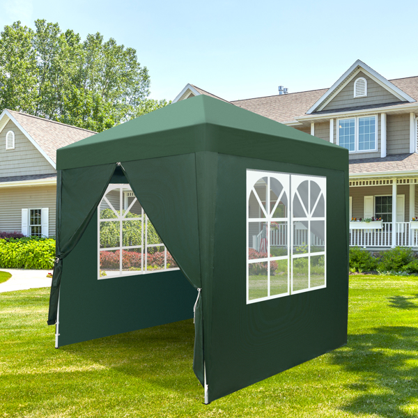 2 x 2m Two Doors & Two Windows Practical Waterproof Right-Angle Folding Tent Green