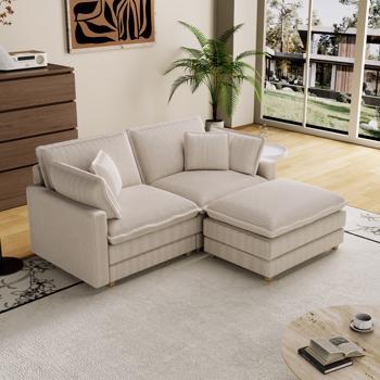 Modular Sectional Sofa,Deep Seat Couch for Living Room , 4 Pillow, Modern L-Shaped Sofa for Living Room Bedroom Apartment,BEIGE