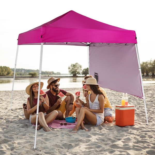 6x6ft Pop Up Canopy Tent, Outdoor Tent Canopy Foldable Portable Canopies for Camping, Patio, Easy Up Gazebo Canopy with Carry Bag Slant Legs，pink