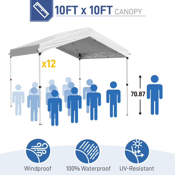 10X10ft 白色 无围布  顶部人字形结构设计 折叠棚 牛津布 白色喷塑铁管 LT