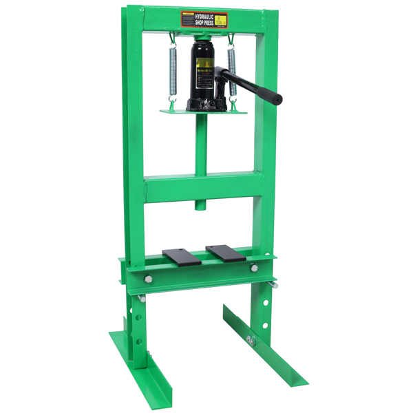 6 Ton Hydraulic Press, Benchtop Hydraulic Shop Press, H-Frame Garage Floor Press with Press Plates, Adjustable Working Table Height, Green