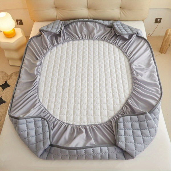 (Cream white 150cm*200cm) Cotton-Padded Waterproof Mattress Protector, Dust-Proof Bed Cover (Without Pillow and Core). Soft, Comfortable Solid Color Bedding Sheet for Bedroom, Guest Room. (Maybe YunEx