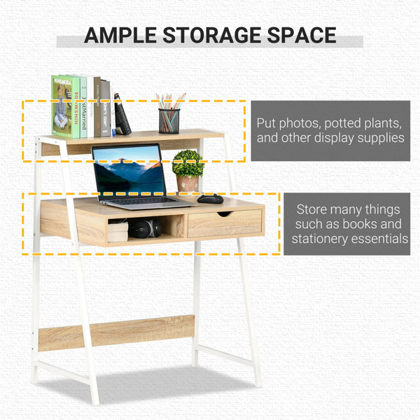 Computer Desk with Drawer ,Natural