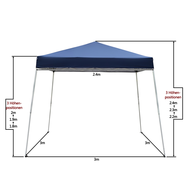 3 x 3M Portable Home Use Waterproof Folding Tent Blue