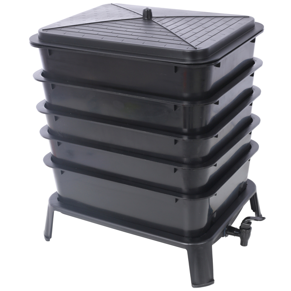 5-Layer Worm Compost Bin, 50L Worm Composter, Easy Setup Inclusive Worm Farm Kit for Recycling Food Waste