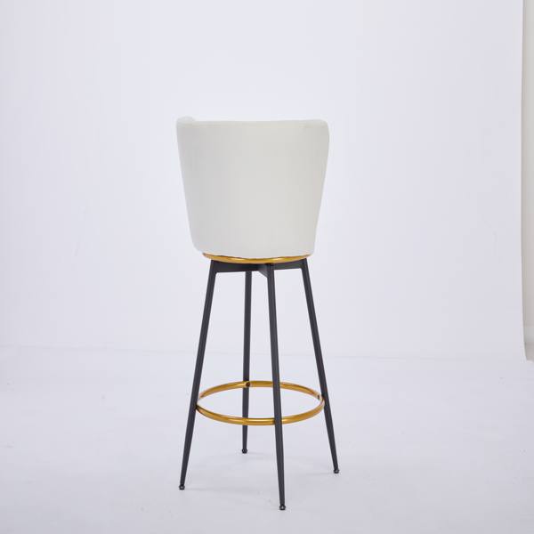 Counter Height Bar Stools Set of 2, 360° Swivel Upholstered Barstools with Backs and Metal Legs, 26