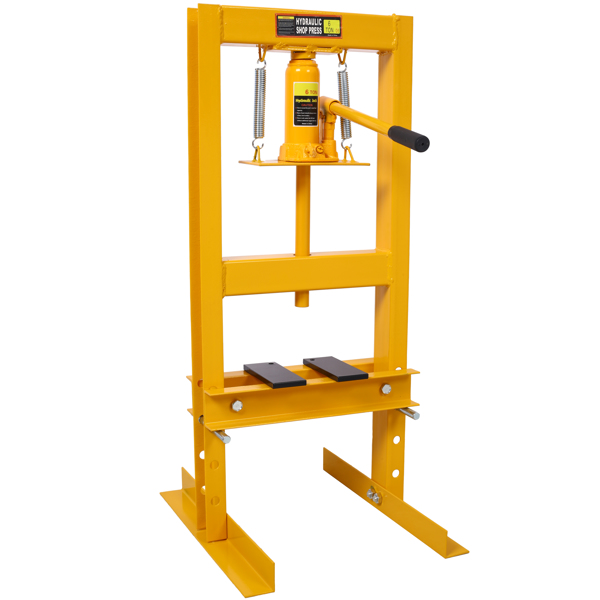 6 Ton Hydraulic Press, Benchtop Hydraulic Shop Press, H-Frame Garage Floor Press with Press Plates, Adjustable Working Table Height,Yellow