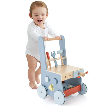  Wooden Baby Walker with Multi-Activity Center