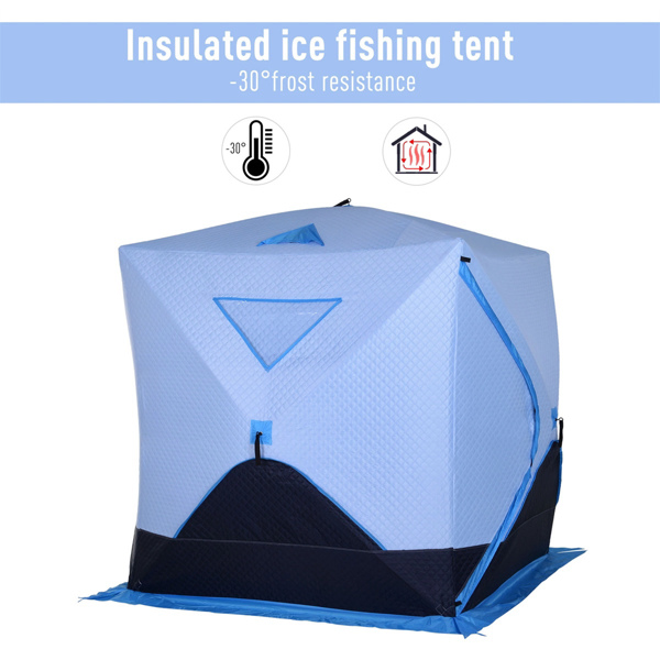 4 Person Pop-up Ice Fishing Tent,Light Blue Ice Shanty  80.75" L x 70.75" W x 70.75"